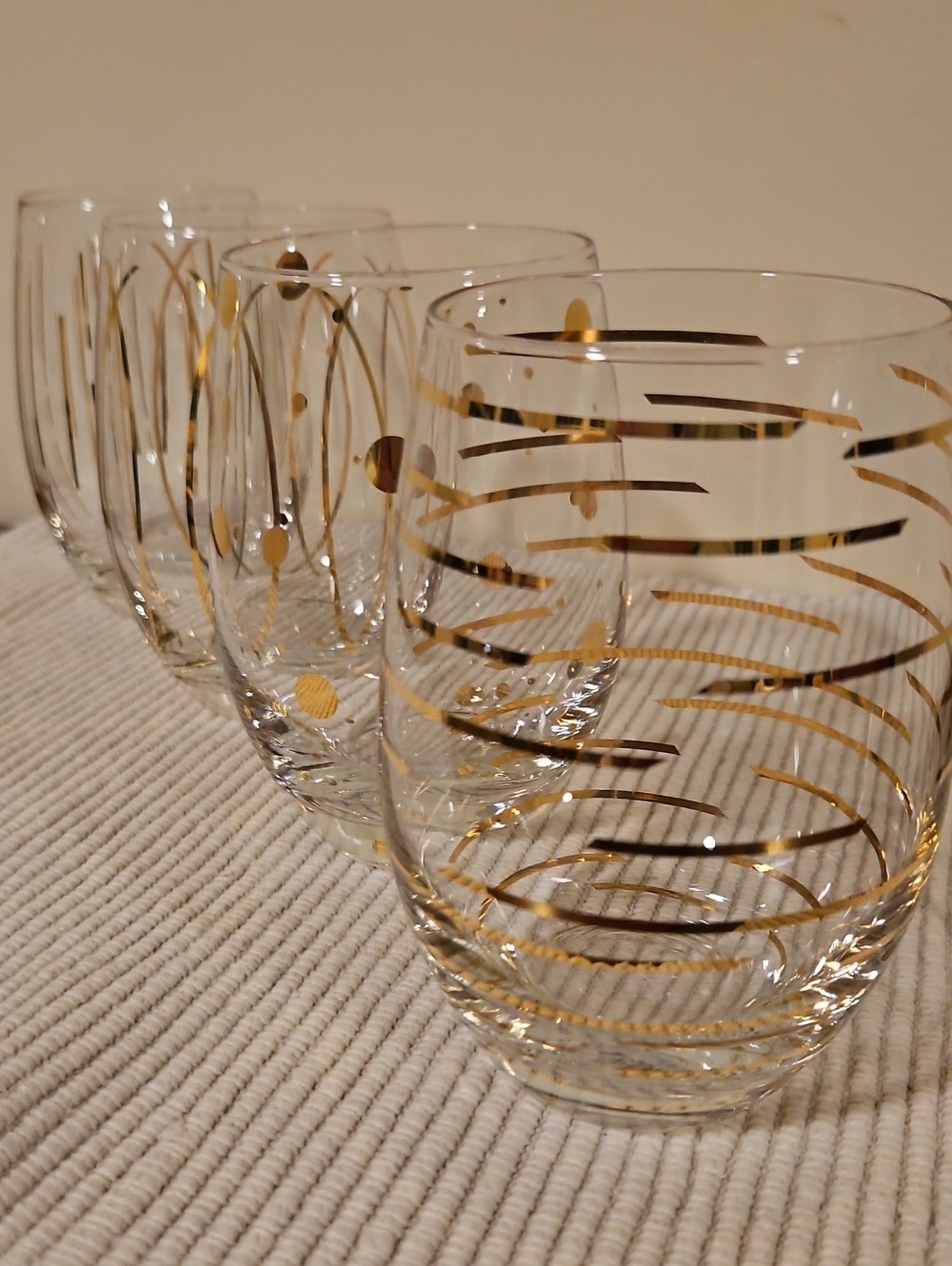 Mikasa Cheers Stemless Wine Glasses Set of 4 Gold Metallic